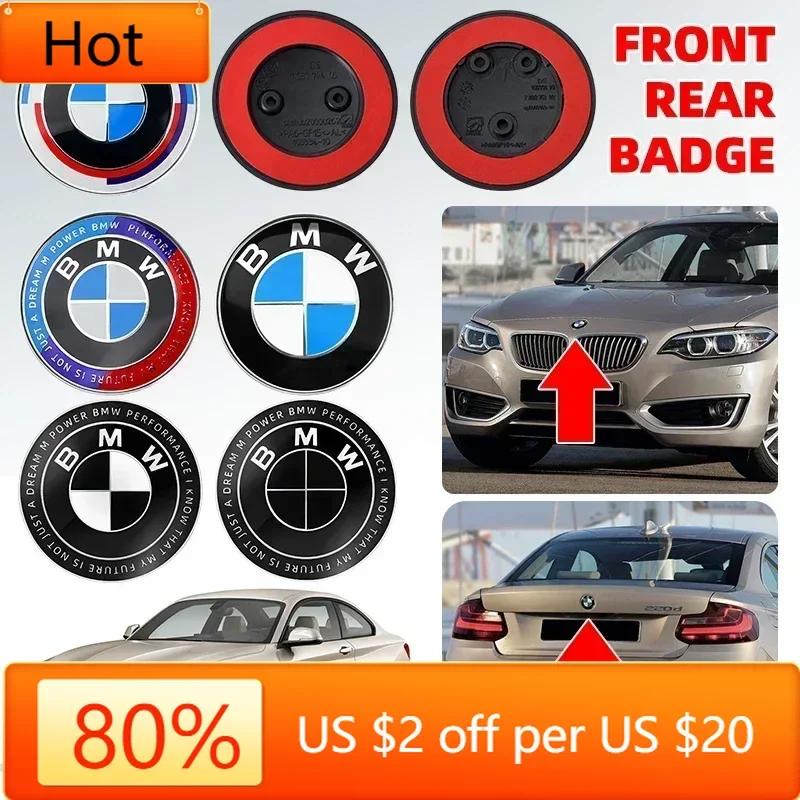 New 2025 1pcs 82mm ABS 2 3 Hole Car Bonnet Hood Front Rear Trunk Badge Logo Emblem Sticker for BMW E87 E46 E28 E60 G20 G03