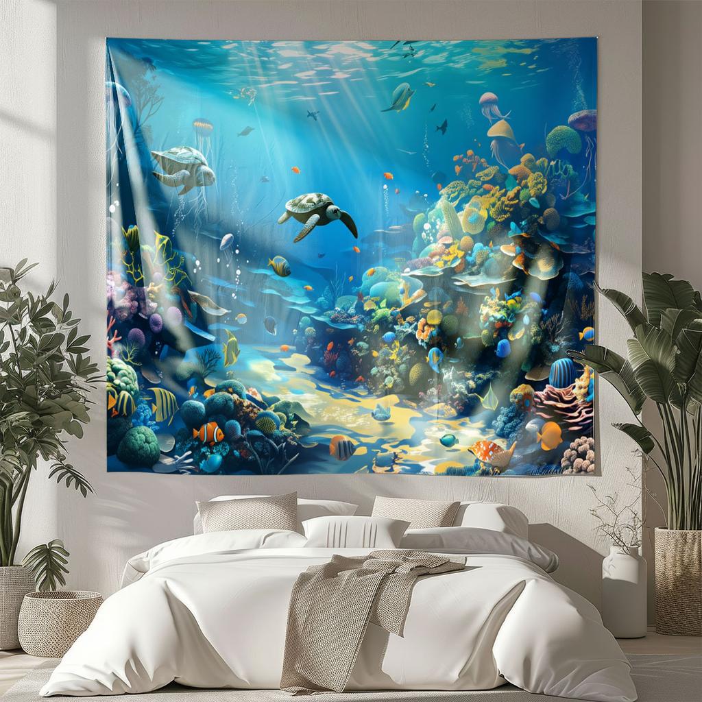 1Pc Beautiful Ocean Dolphin Biological Printing Tapestry Living Room Background Wall Art Decoration Multi Size Space Pendant