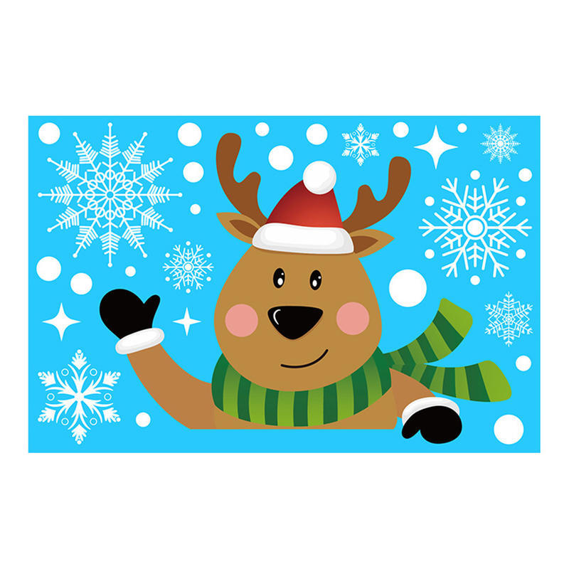 Christmas Windows Static Stickers Wall Clings Removable Vinyl Santa Claus Snowman Diy Door Mural Decals Stickers