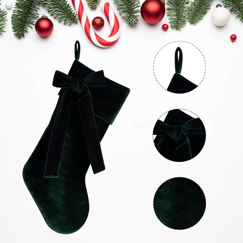 Velvets Xmas Stocking With Large Decorative Bows Versatile Stockingc Reusable Present Bag Holiday Party Favor