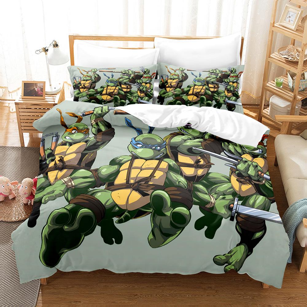 Teenage Mutant Ninja Turtles Series Quilt Cover 3D Digital Printing Kit Bed Three-Piece Set