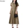 Damen Lässig Rundhals Sommer Kurzarm Elegantes Kleid