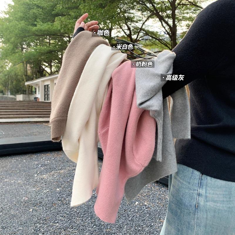 Herbst neues Rollkragenpullover Damen Strick-Basicshirt schmal geschnitten mit langärmeligem Oberteil