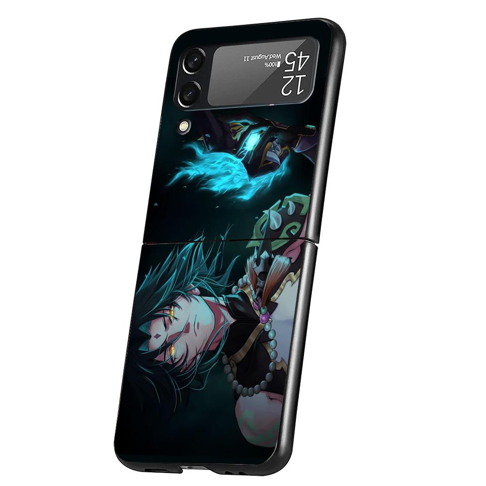 Xiao Genshin Impact Cover Phone Case For Samsung Galaxy Z Flip 7 6 5 4 3 5G Flip7 Flip6 Flip5 Flip4 Flip3 Black Fundas Shell Gal