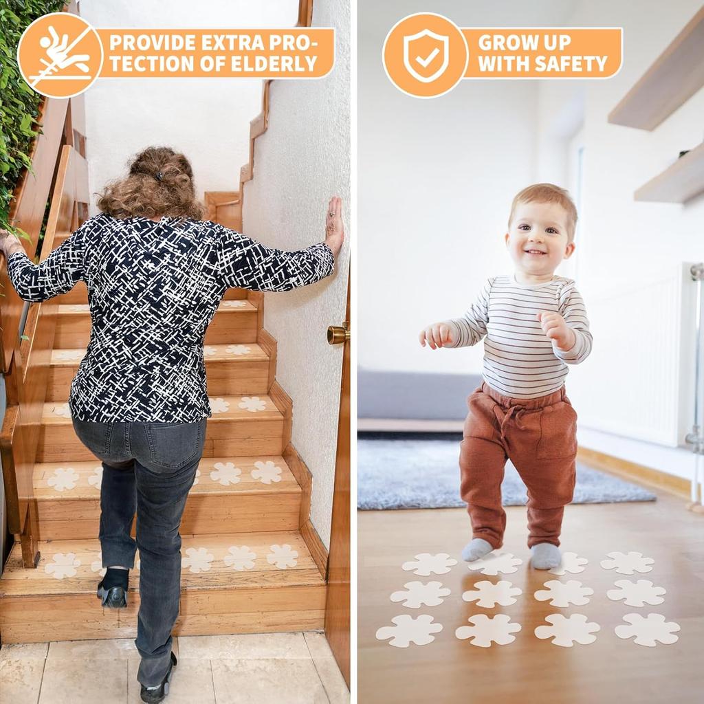 Non Slip Bathtub Stickers, 24 PCS Shower Stickers for Safety Bathroom Tubs, Bathtub Non Slip Stickers and Adhesive Decals Scraper for Bath Tub,