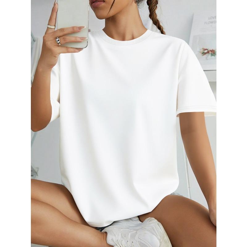 Women's Russian Womanhood Text Print T-Shirt Casual Short Sleeve Round Neck All-Season Cultural Apparel Top