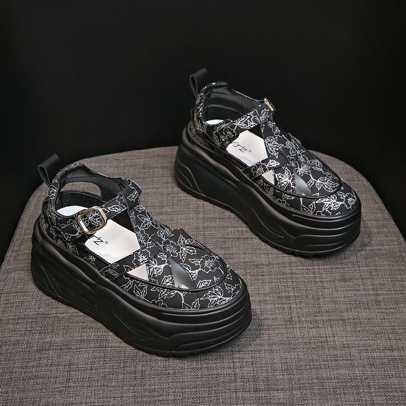 8CM High Quality Women Retro Platform Sandals Summer Open Toe Slippers Sandalias Mujer Ladies Lightweight Open Toe Beach Shoes