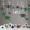 Cheerland 2025 Graduation Banner Party Decorations Green Graduation Cap Garland Kit Congrats Grad Supply for Prom Backdrop Decoration Ceiling Decor