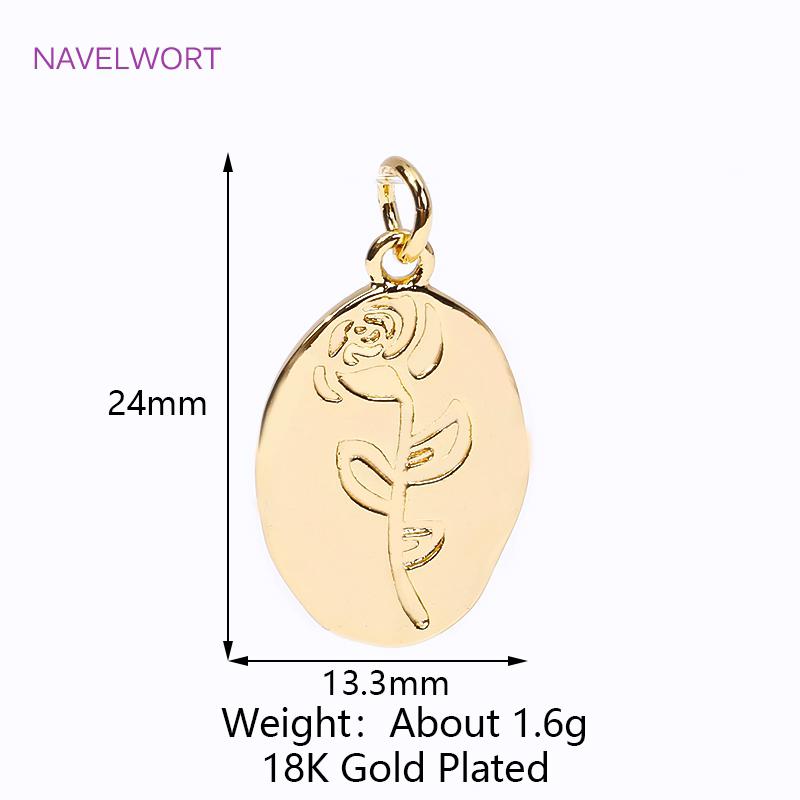 

4 Types 18K Gold Plated Brass Metal Oval Shape Charms Pendants For Jewelry Making Supplies DIY Necklace Earrings Accessories 1 pieces