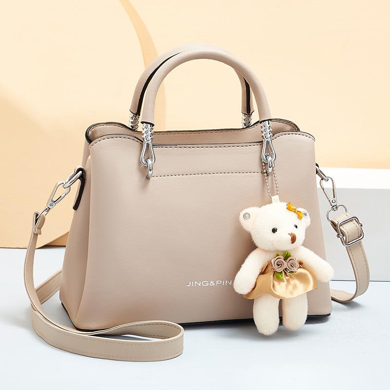 Fashion Women's Handbag  New Women's Shoulder Bag Large Capacity Soft Leather Multi Layer Women's Bag Bear Pendant Tote Bag