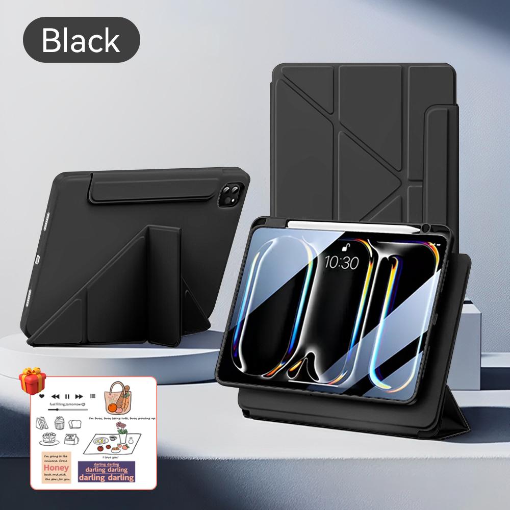 Magnetische Case voor iPad voor IPad 11e A16 Pro Air 13 11 M3 M2 M4 Funda Cover Voor iPad 12.9' 9 8 7 6 5 4 10e Mini 7 6 Case iPad Air 11 M2 2024 zwart