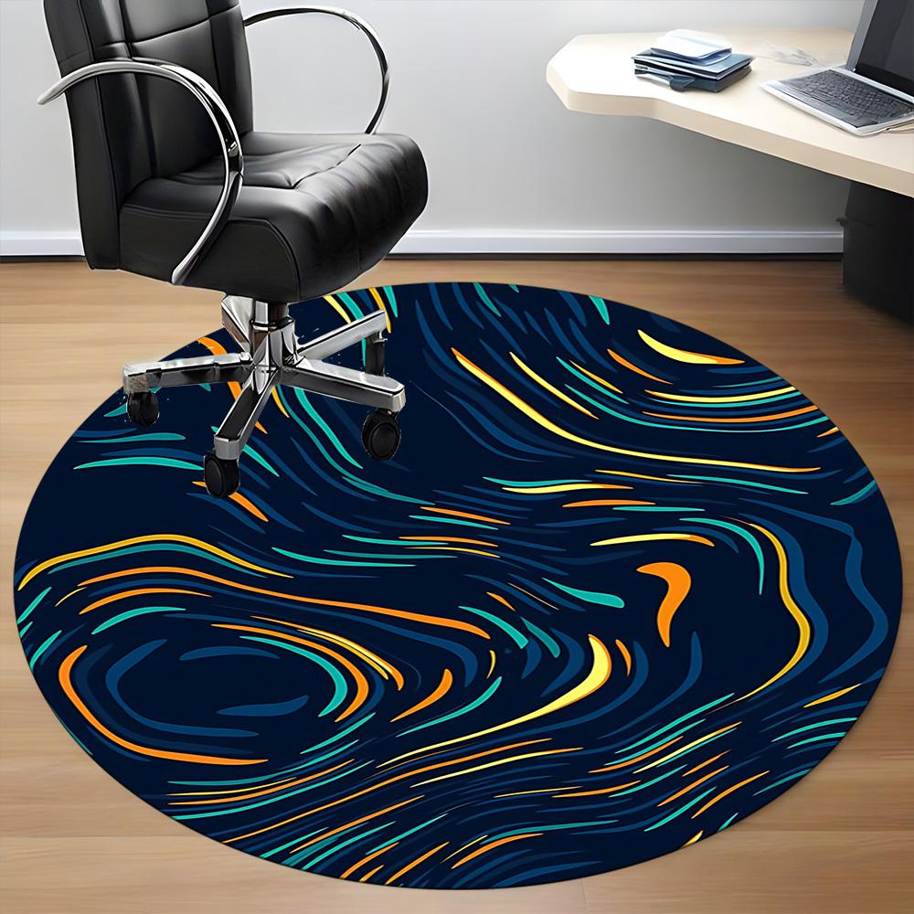 1pc Wave Swirl Office Round Area Rug,  Mat Suitable ForOffice, Under Office Chairs Bedroom Living Room Home Decor, Room Deco