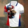 Men's Classic Polo Shirt with England Football Print Short Sleeve Button Collar Casual Fit Football Apparel for Fans