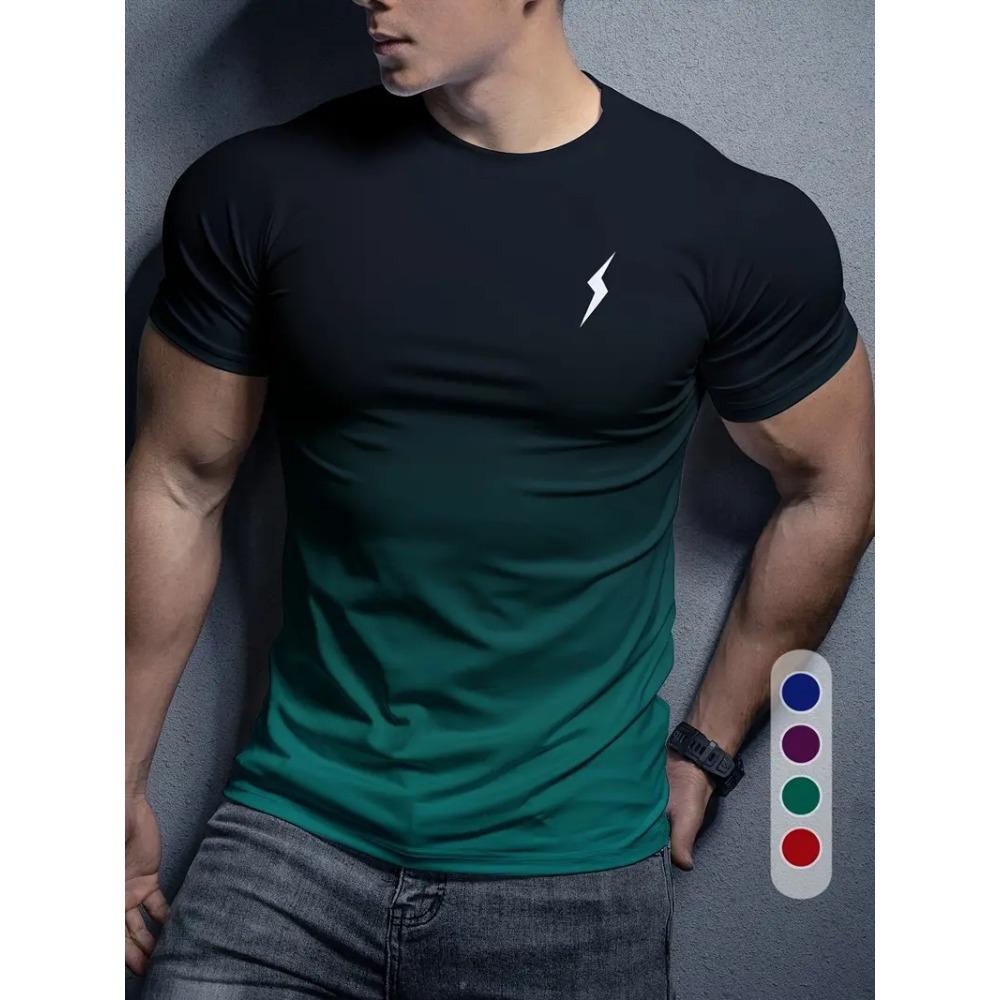 Simple Striped 3D Printed Men's Round Neck Short Sleeve Outdoor Casual Breathable Sweat Absorbent Men's Top Fashion And Fashion