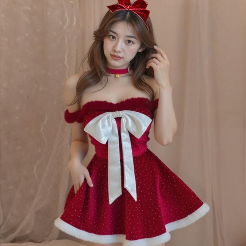 Christmas sexy new year christmas robe bunny christmas costume cos show two-dimensional underwear