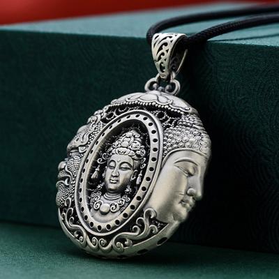 Necklace: One Thought To Become Buddha and Demon Long Retro Large Pendant