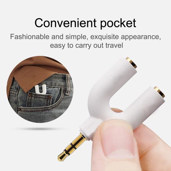 U3 Audio Converter Practical Fast Transmission Metal 1 Male to 2 Female 3.5mm Jack Splitter for Earphone