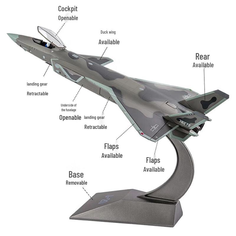 Xingbirui 1:48 J-20 Stealth Fighter Alloy Model