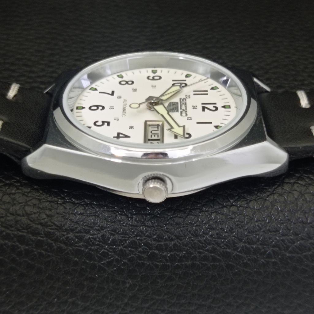JAPAN VINTAGE REFURBISHED SEIKO 5 AUTOMATIC 6309A MENS WHITE WATCH A441724-1 Sk-a441724