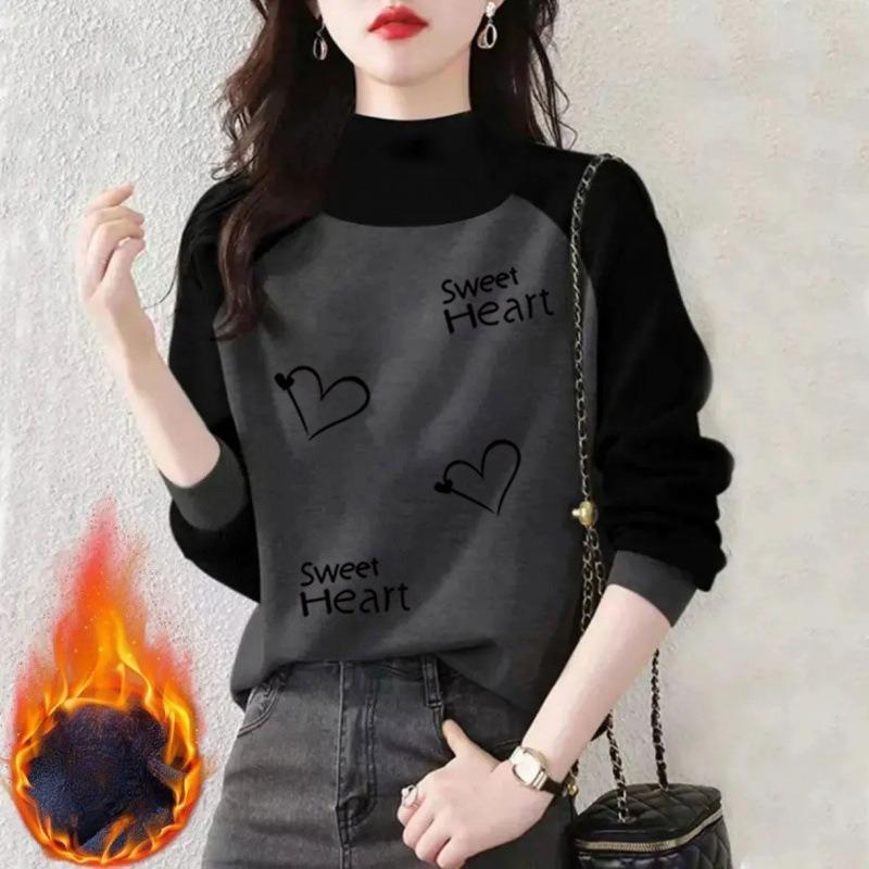 A Loose and Fashionable Long-sleeved Semi-high-neck Sweatshirt for Women, Which Is Slimming, Warm and Makes Them Look Younger