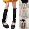 Hollowout Fishnet Lace Leg Warmers Arm Sleeves for Women Aesthetic Sheer Mesh Leg Covers with Ruffle Trim and Bowknot