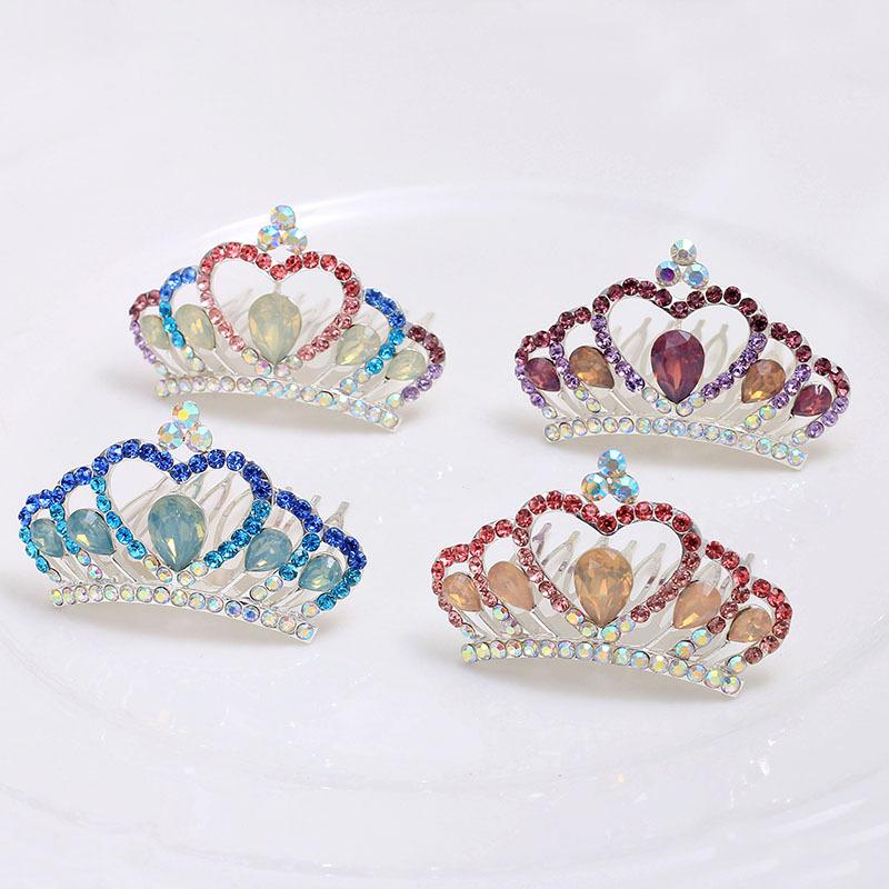 Crown Flower Comb Premium Sense Cute High-End Princess Haircard Women'S Headdress Diamond Hairpin Hair Accessories Hair Comb