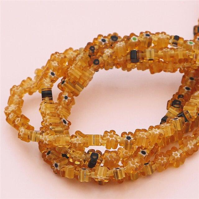 45Pcs Lampwork Beads Mixed Color Flower Pattern Glass Beads For Jewelry Making