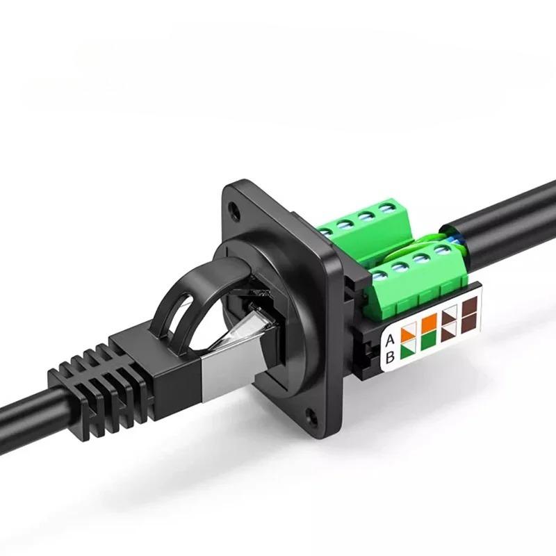 RJ45 Network Cable Connector CAT5E Panel Installation Module Shielded Solder-free Network Cable Extender Category 5 Panel Socket