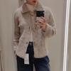 European & American Style Faux Fur Flower Button Knit Cardigan for Women