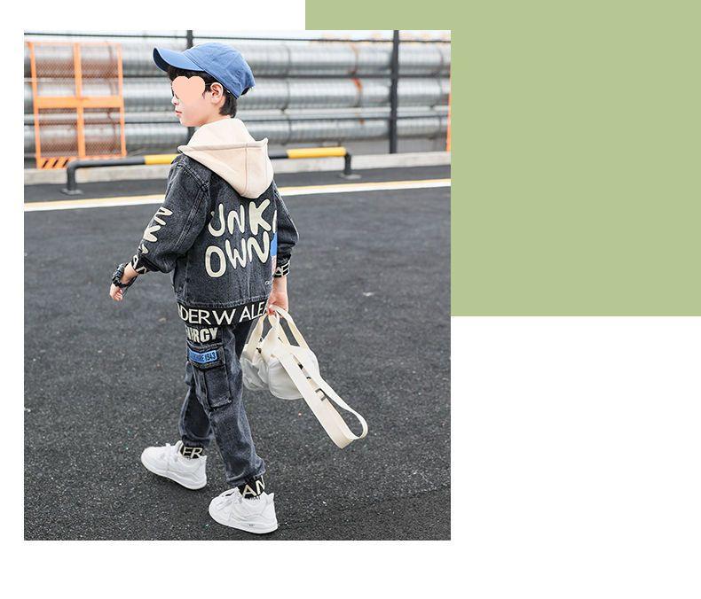 2025 Boys' Fashionable Autumn Denim Outfit - Korean Style Chic Two-Piece Set for Kids