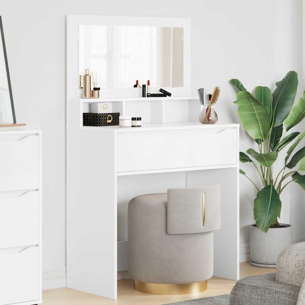 Bedroom Dressing Table with Storage White 80 x 39.6 x 135 cm