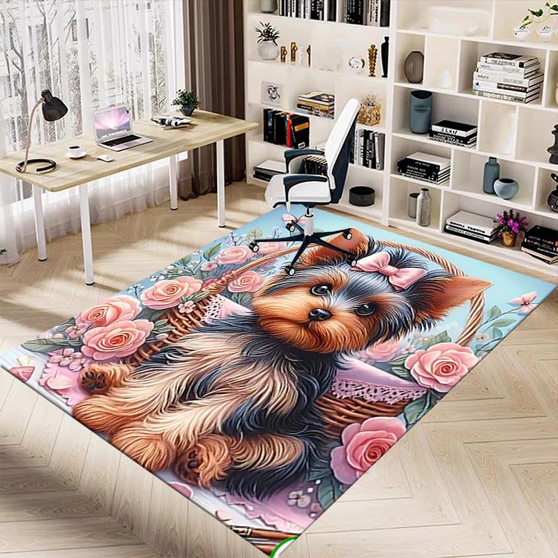 1PC Dog Flowers Carpet Ultra Soft, Thick & Absorbent, Non Slip Machine Washable Mat for Entryway