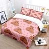 Pink Cartoon Capybara Background Bedding Set For Kids Luxury Gift 3Pcs Digital Print Comforter Set Soft Comfortable Breathable