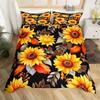 Sunflower Duvet Cover Twin King, Spring Garden Flowers Comforter Cover, Yellow Floral Botanical Bedding Set for Teen Women Room
