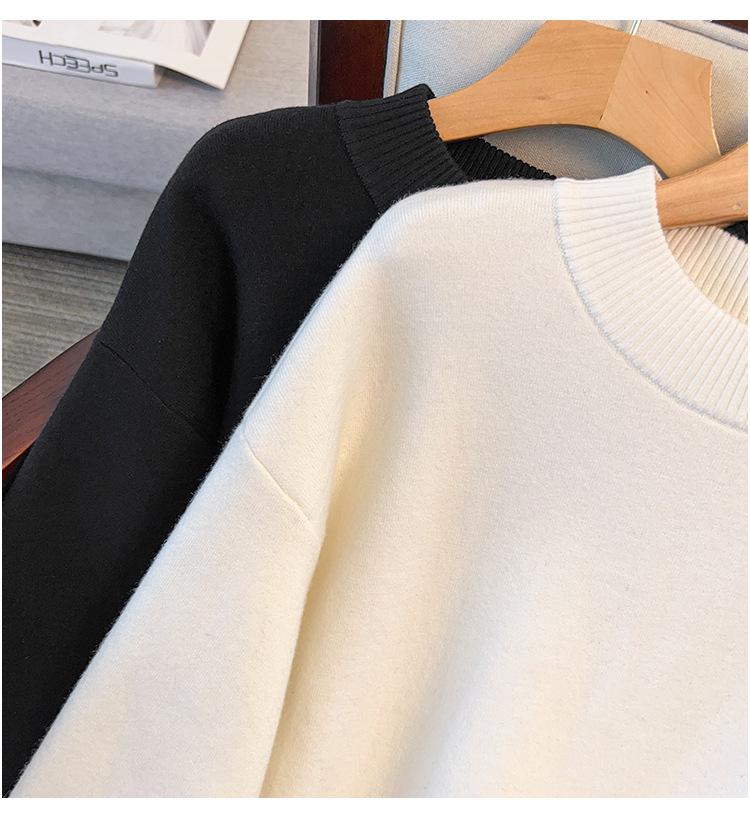 Plus Size Women's Pullover Sweater, Bust 150/160, Loose, Round Neck, Plus Velvet, Knit, 200/300 Jin