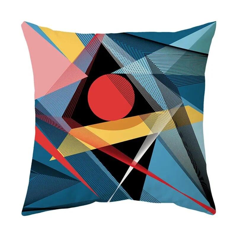 Modern Living Room Sofa Pillowcase Office Car  Colorful Geometric Line Mosaic Pattern Cushion Cover