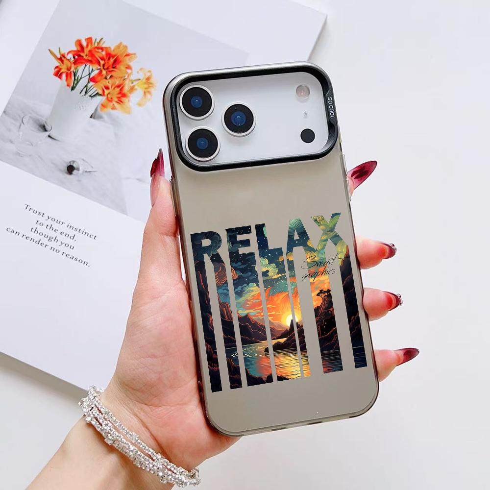 Fashion Landscape Phone Case For iPhone 17 16 15 14 13 12 11 Pro Max Air Matte Laser Aurora Shockproof Funda