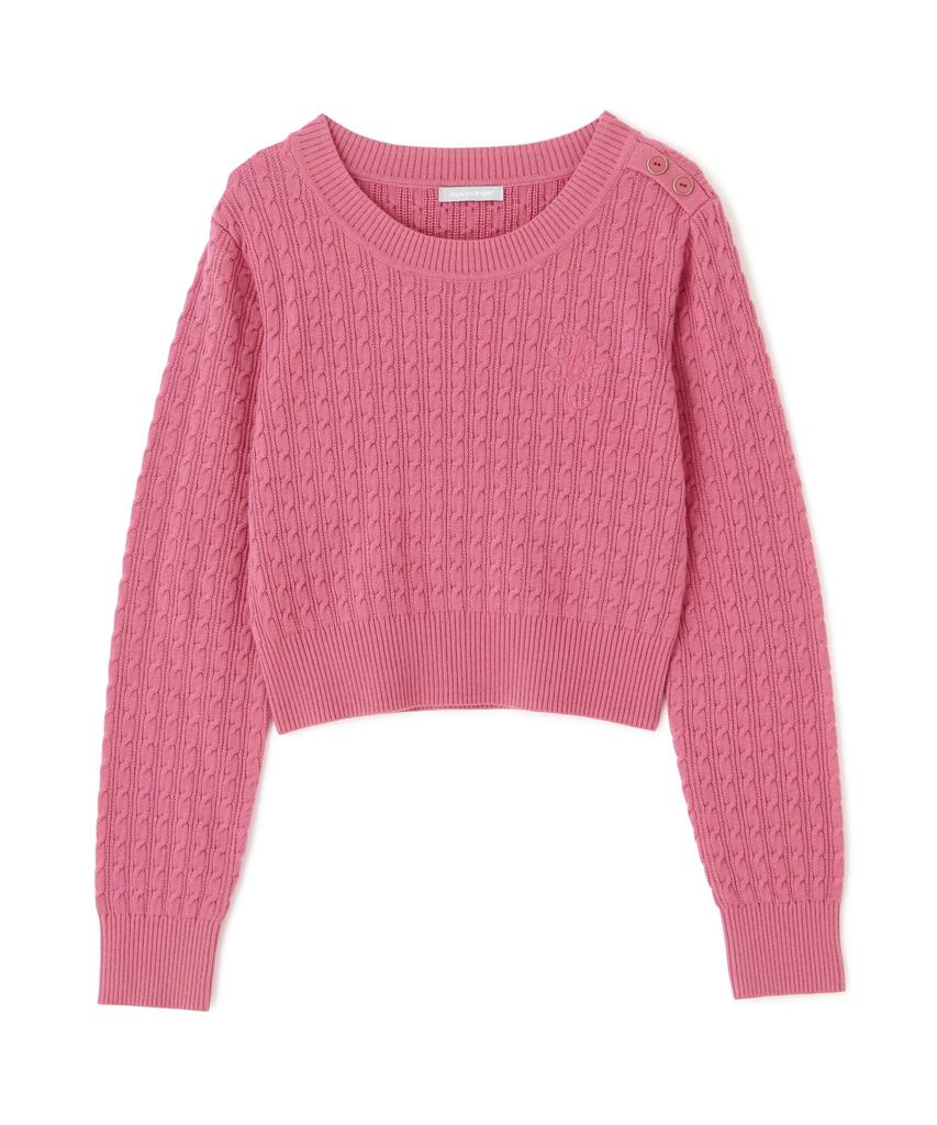 Jill by Jill Stuart Women's Mini Cable Logo Knit Sweater, Pink