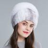 Winter Mink Hats for Women Real Fox Fur Russian Style Fur Caps Fashion Rhinestone Warm Outdoor Sports Beanie