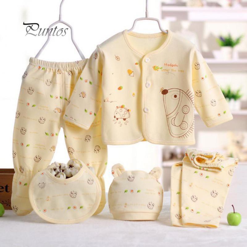5 Pcs Newborn Baby Clothes Set Coat Top Pants Outfit