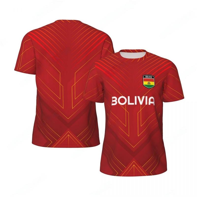 Stampa 3D Bolivia Maglietta da Calcio Moda Maglietta a Maniche Corte Estate Sportiva Maglia da Calcio Magliette