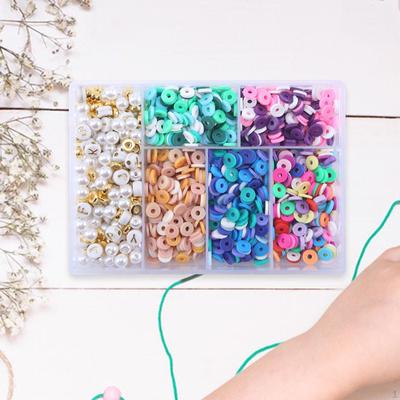 Perline di argilla, perline distanziatrici tonde e piatte per realizzare braccialetti Set colorato con lettere di perline sciolte