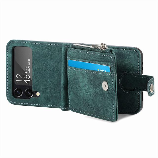Plain Shockproof Leather Protective Case For Samsung Galaxy Z Flip 4 Flip3 Flip4 Flip 3 5g Phone Accessories Wallet Cover