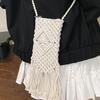 2025 Summer New High-value Handmade Cotton Thread Woven Bag Shoulder Underarm Bag Straw Woven Bag Hollow Beach Bag