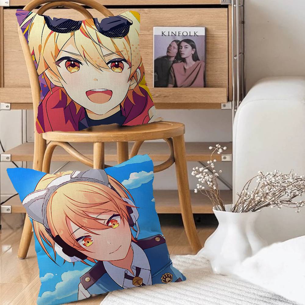TenmaS T-Tsukasa Cartoon Kissenbezug Abnehmbarer Waschbarer Kissenbezug – Ganzjährig Weiches Leinen