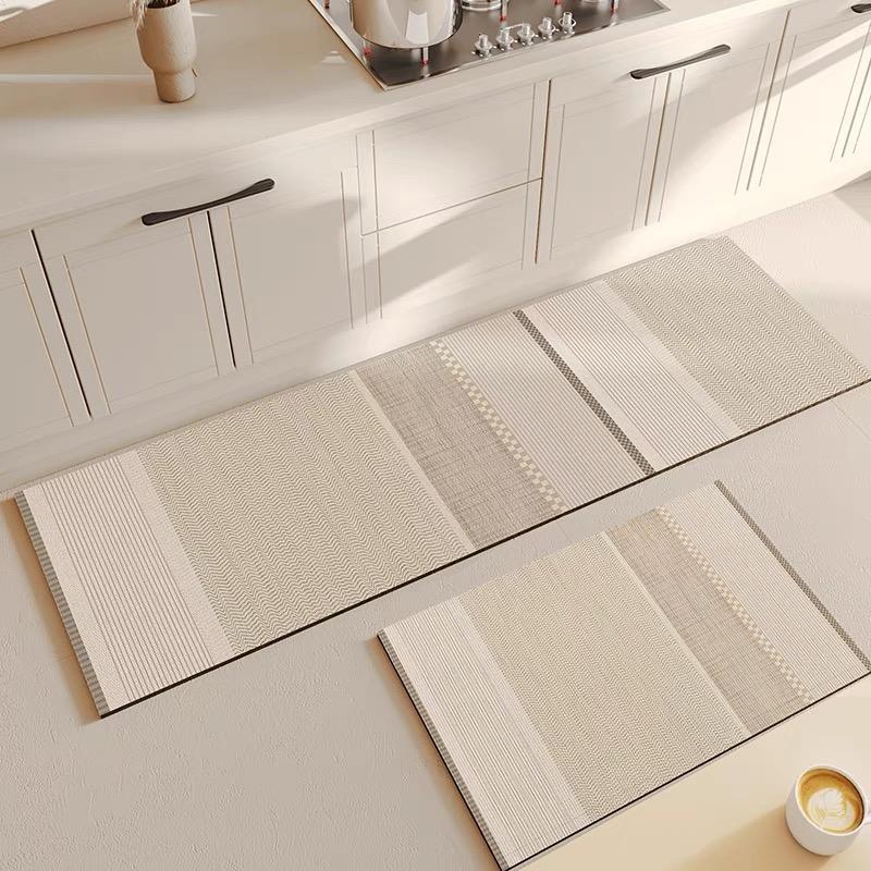 2PC Japanese Kitchen Floor Mat New Cream Wind Diatomium Mud Bathroom Non-Slip Foot Mat Waterproof Oil Long Carpet
