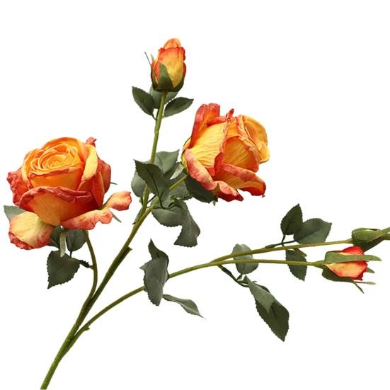 Artificial Rose Flower Realistic Vintage Fake Rose Bouquet with 2 Heads Blooms And 3 Buds for Wedding Flower Arrangement Home Party Table Centerpiece