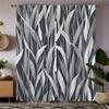 2-piece Set of High-definition Digital Printed curtainGreyWhiteLeafPatternedCurtainFabricHome Decoration Style