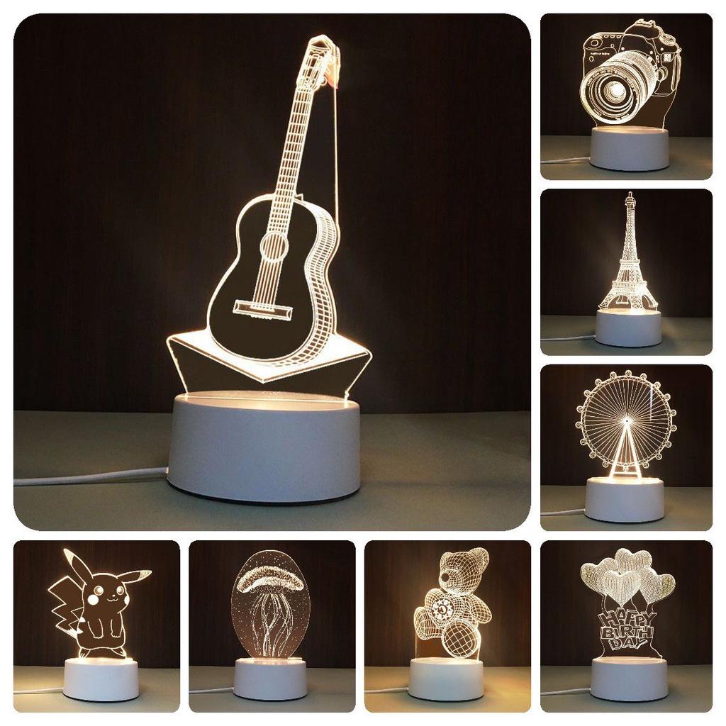 USB-Schreibtischlampe mit 3D-Effekt, Acrylplatte und LED-Beleuchtung für festliche Dekoration