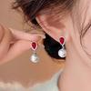 Red Water Droplet Zircon Pearl High End New Earrings Attend Banquet Elegant Trend Exquisite Fashion Luxury Accessories